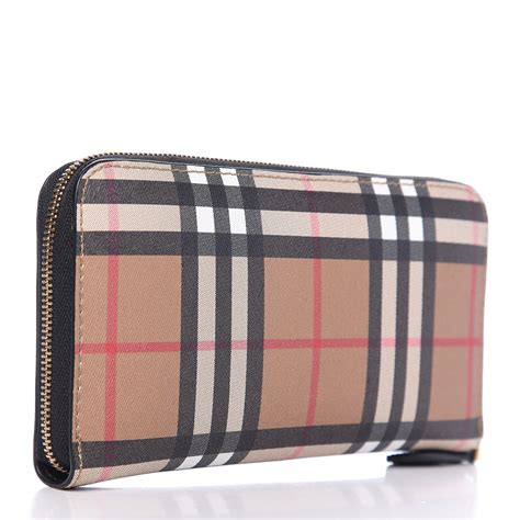 burberry black zip around wallet|burberry vintage check wallet.